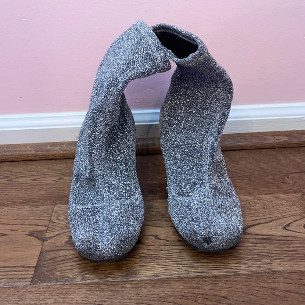 Sparkly booties, soft material, feels like socks, very comfortable